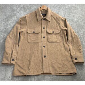 AllSaints Shirt Jacket Mens Medium/Large Loki Wool Blend Button Up Shacket Brown